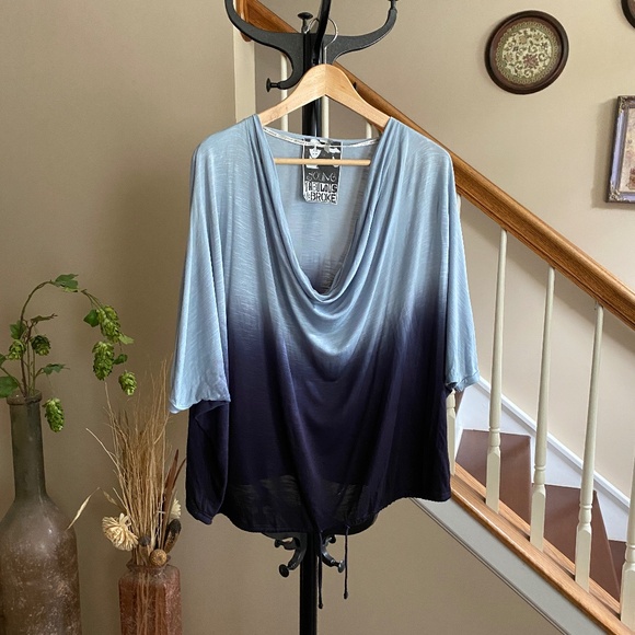 Young Fabulous & Broke Oversized Ombré Gradient Draped Blouse Top Size XS - Picture 1 of 10